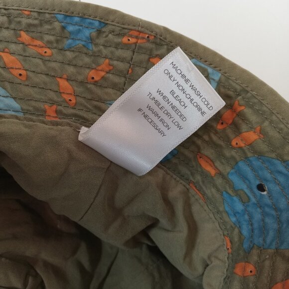 GYMBOREE Baby Boy Bucket Sun Hat Blue With Fish 6-12 Months Camo Chin Strap - Picture 12 of 12